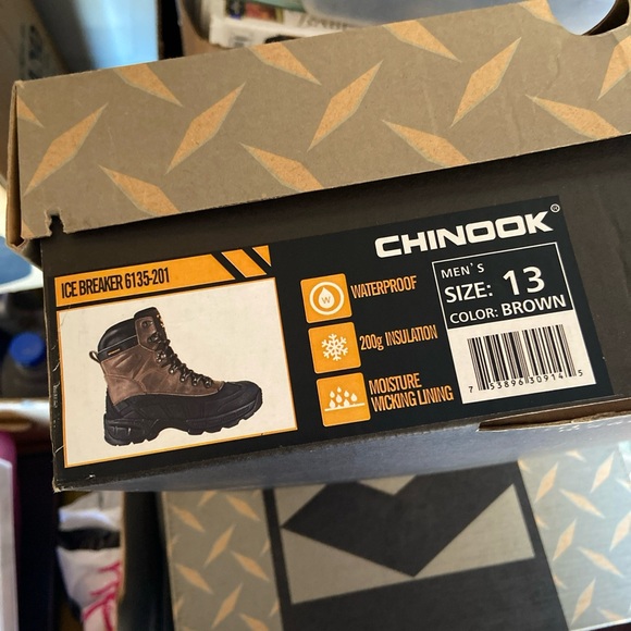 Chinook Men 13 Leather Waterproof Ice Breaker Work Boot #6135-201, Brown/Black - Picture 7 of 7